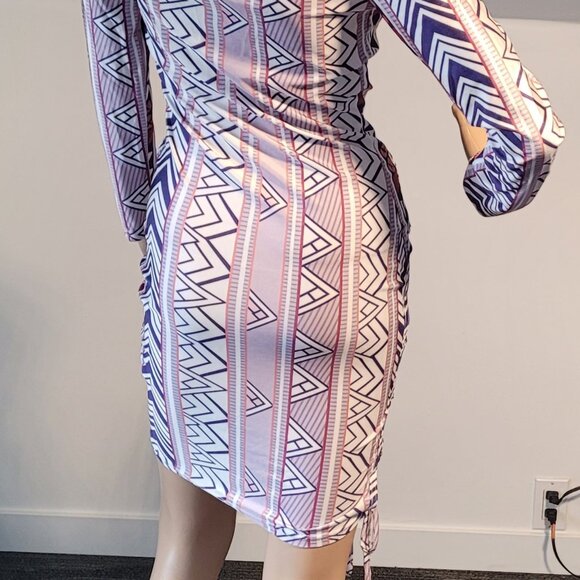 Sexy Women Multi White/Purple Medium Club Party Cocktail Dress SL9100 - Picture 5 of 6